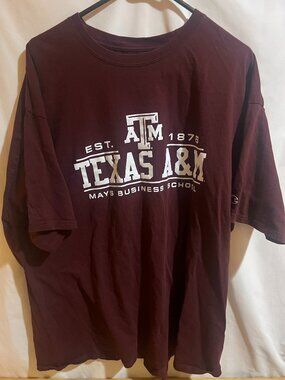 Texas A&M Aggies T Shirt Mens 2XL NCAA Mays Business School Champion Maroon Used